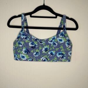 Aerie Offline Medium Support Sports Bra Blue Floral Combo - Size S